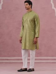 Embroidered and mirror work straight Kurta Set For Men ( JOKP P 5194 P 5194Olive ) [FF] [N-9]