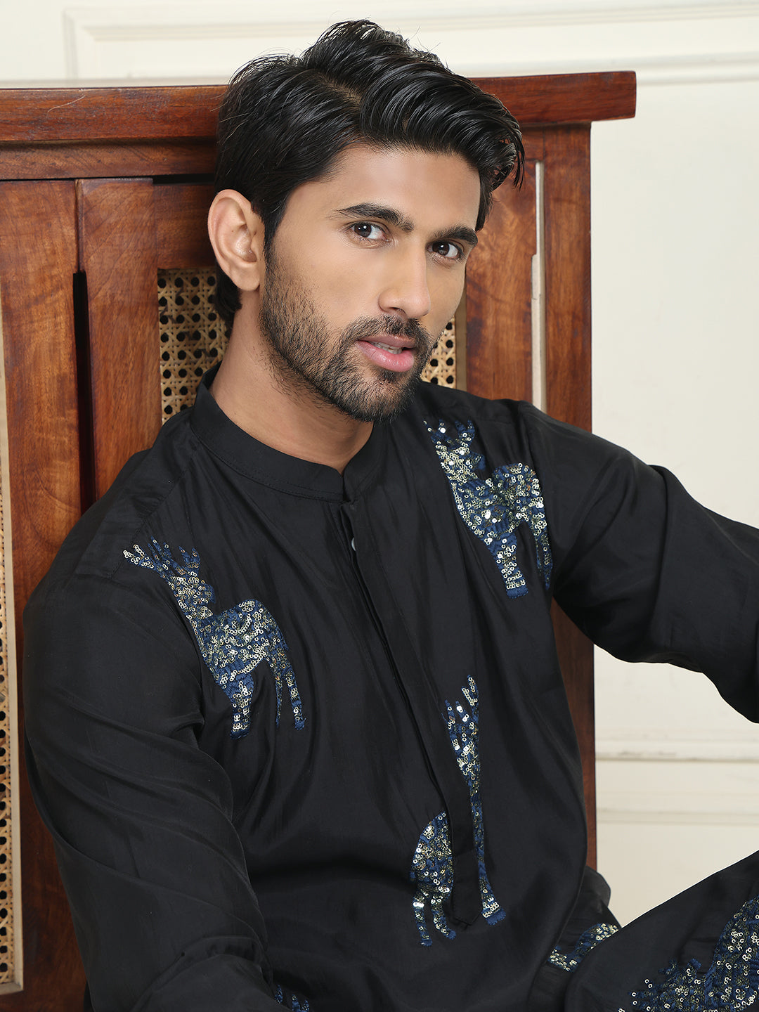 Animal Embroidered Kurta Pyjama Set ( JOKP P 5196 Blue ) [FF] [H-7]