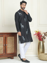 Animal Embroidered Kurta Pyjama Set ( JOKP P 5196 Blue ) [FF] [H-7]
