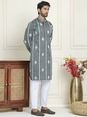 Embroidery and mirror work straight Kurta Set, ( JOKP P 5199 Grey ) [FF] [ I1 & I2 ]