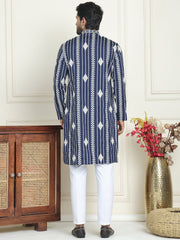 Embroidery and mirror work straight Kurta Set, ( JOKP P 5199 Navy ) [FF] [ I1 & I2 ]