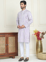 Embroidery and mirror work straight Kurta Set, ( JOKP P 5199 lavender ) [FF] [ I1 & I2 ]