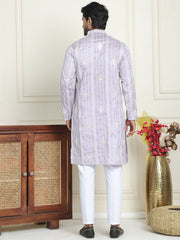 Embroidery and mirror work straight Kurta Set, ( JOKP P 5199 lavender ) [FF] [ I1 & I2 ]