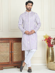 Embroidery and mirror work straight Kurta Set, ( JOKP P 5199 lavender ) [FF] [ I1 & I2 ]