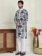 Embroidered Silk Blend Kurta Pyjama Set ( JOKP P 5201 White ) [FF] [P-1-4]