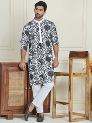 Embroidered Silk Blend Kurta Pyjama Set ( JOKP P 5201 White ) [FF] [P-1-4]