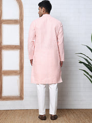 Men's Cotton Striped Kurta Pyjama Set ( JOKP P 5207 P 5207Peach ) [FF] [R-2-3]