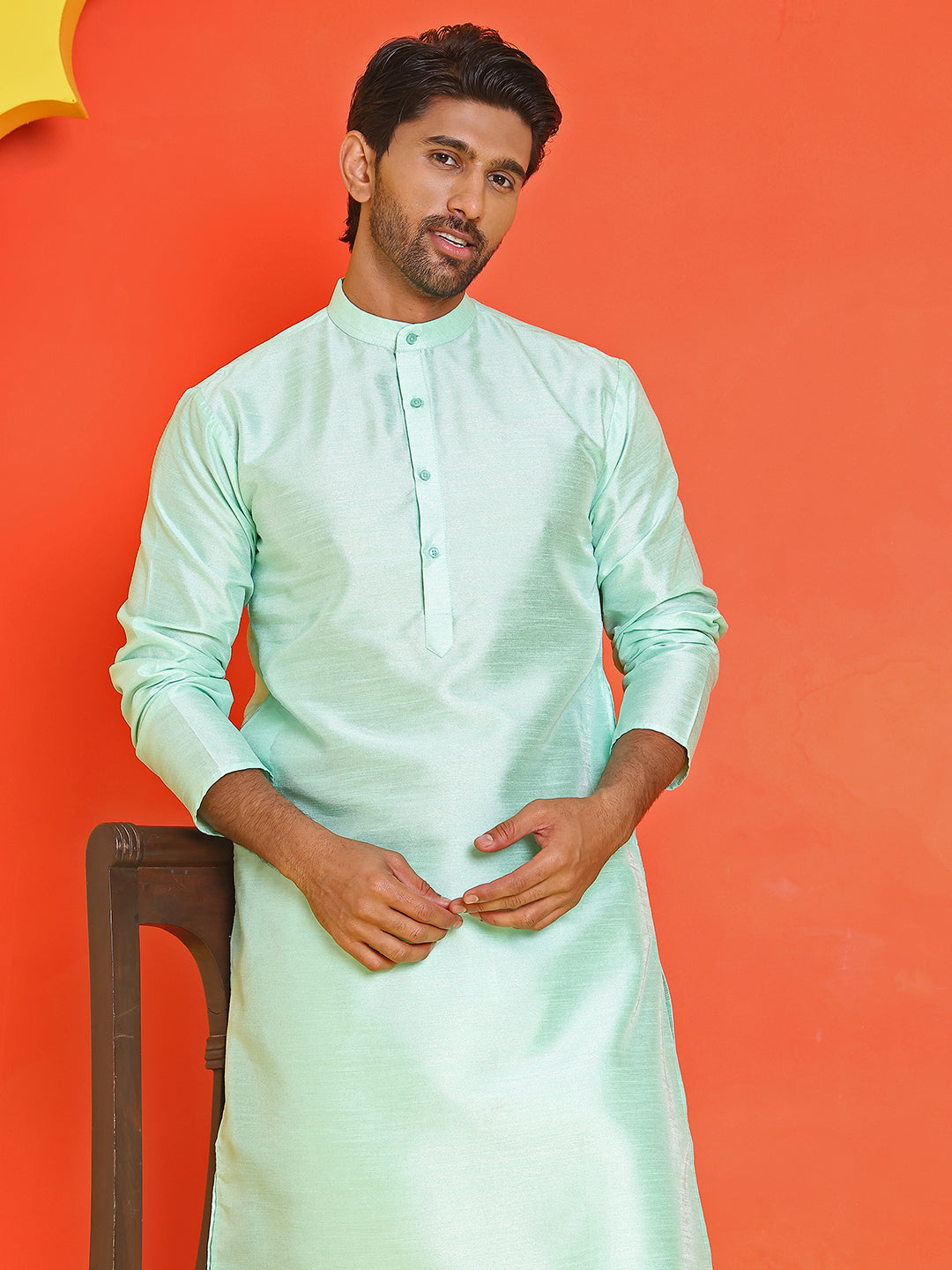 Solid Silk Kurta with Pyjamas ( JOKP P 5209 Green ) [FF] [(636) BASEMENT]