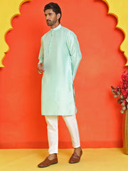 Solid Silk Kurta with Pyjamas ( JOKP P 5209 Green ) [FF] [(636) BASEMENT]