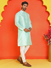 Solid Silk Kurta with Pyjamas ( JOKP P 5209 Green ) [FF] [(636) BASEMENT]