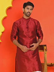 Solid Silk Kurta with Pyjamas ( JOKP P 5209 Maroon ) [FF] [(636) BASEMENT]