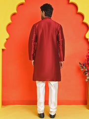 Solid Silk Kurta with Pyjamas ( JOKP P 5209 Maroon ) [FF] [(636) BASEMENT]