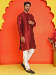Solid Silk Kurta with Pyjamas ( JOKP P 5209 Maroon ) [FF] [(636) BASEMENT]