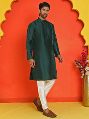 Solid Silk Kurta with Pyjamas ( JOKP P 5209 Olive ) [FF] [(636) BASEMENT]