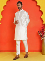 Solid Silk Kurta with Pyjamas ( JOKP P 5209 White ) [FF] [(636) BASEMENT]