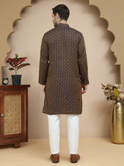 Jacquard Silk Straight Kurta Pyjama Set ( JOKP P 5211 Brown ) [FF] [K-4]