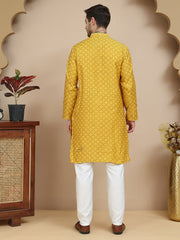 Jacquard Silk Straight Kurta Pyjama Set ( JOKP P 5211 Mustard ) [FF] [K-4]