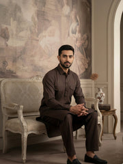 Men's Solid Pathani Kurta with Salwar ( JOKP 5212Coffee S ) [FF] [O-15-16]