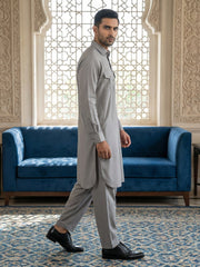 Men's Solid Pathani Kurta with Salwar ( JOKP 5212Grey ) [FF] [O-15-16]