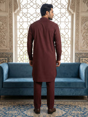 Men's Solid Pathani Kurta with Salwar ( JOKP 5212Maroon S ) [FF] [O-15-16]