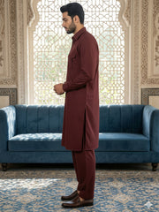 Men's Solid Pathani Kurta with Salwar ( JOKP 5212Maroon S ) [FF] [O-15-16]