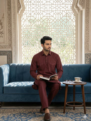Men's Solid Pathani Kurta with Salwar ( JOKP 5212Maroon S ) [FF] [O-15-16]