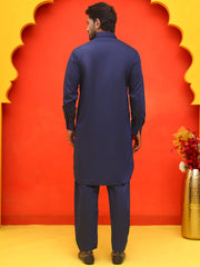 Men's Solid Pathani Kurta with Salwar ( JOKP P 5212 Navy ) [FF] [O-15-16]