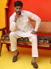 Men's Solid Pathani Kurta with Salwar ( JOKP P 5212 White ) [FF] [O-15-16]