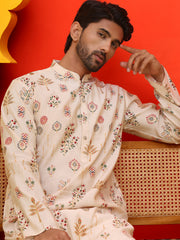 Printed Silk Blend Straight Kurta Set ( JOKP P 5218 Cream ) [FF] [M-5-6]