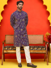 Printed Silk Blend Straight Kurta Set ( JOKP P 5218 Purple ) [FF] [M-5-6]