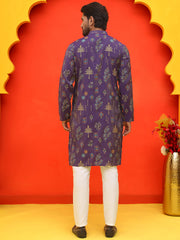 Printed Silk Blend Straight Kurta Set ( JOKP P 5218 Purple ) [FF] [M-5-6]