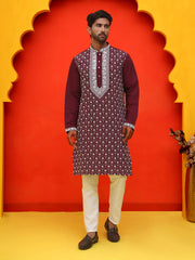 Embroidered Kurta Pyjama For Men ( JOKP P 5220 Purple ) [FF] [I-1-4]