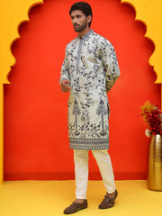 Chikankari Embroidered Kurta Pyjama For Men ( JOKP P 5221 Grey ) [FF] [L-10]