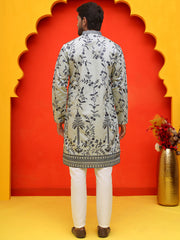Chikankari Embroidered Kurta Pyjama For Men ( JOKP P 5221 Grey ) [FF] [L-10]