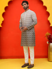 Ombre Printed & Embroidered Kurta Pyjama Set ( JOKP P 5222 Grey ) [FF] [P-12-14]