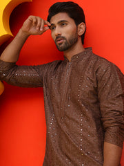 Embroidered straight Kurta Set For Men ( JOKP P 5225 Coffee ) [FF] [P-6-7]