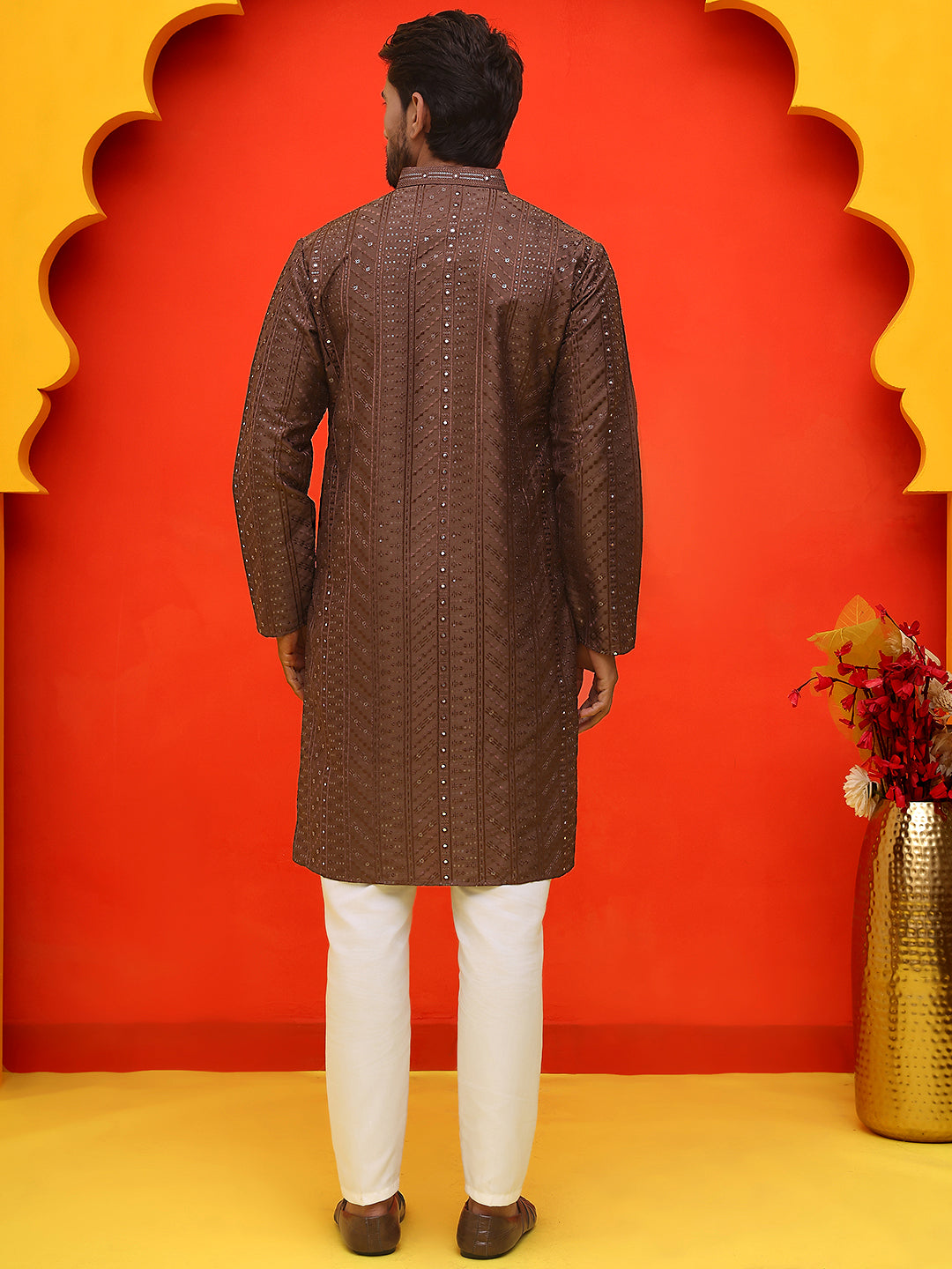 DesiQlo Men Embroidered Kurta Pyjama Set - Multicolor - JOKP_P_5225Cof