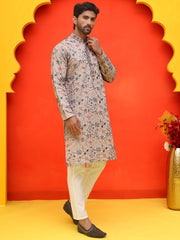 Embroidered Kurta Set For Men ( JOKP P 5227 Cream ) [FF] [E-3-4]