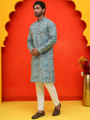 Embroidered Kurta Set For Men ( JOKP P 5227 Sky ) [FF] [E-3-4]