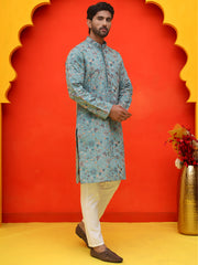 Embroidered Kurta Set For Men ( JOKP P 5227 Sky ) [FF] [E-3-4]