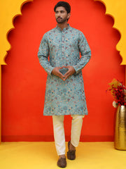 Embroidered Kurta Set For Men ( JOKP P 5227 Sky ) [FF] [E-3-4]