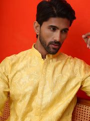 Embroidered Kurta Set For Men ( JOKP P 5228 Yellow ) [FF] [N-8]