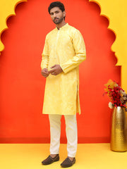Embroidered Kurta Set For Men ( JOKP P 5228 Yellow ) [FF] [N-8]