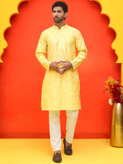 Embroidered Kurta Set For Men ( JOKP P 5228 Yellow ) [FF] [N-8]