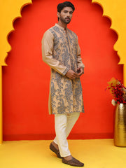 Embroidered & Sequins Kurta Set For Men ( JOKP P 5230 Beige ) [FF] [D-9]