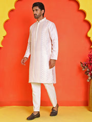 Embroidered and mirror work straight Kurta Set For Men ( JOKP P 5231 Peach ) [FF] [D-2]
