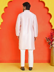 Embroidered and mirror work straight Kurta Set For Men ( JOKP P 5231 Peach ) [FF] [D-2]