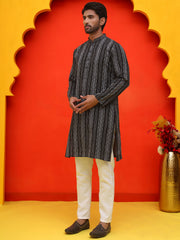 Self Design Cotton Straight Kurta Set ( JOKP P 5232 Black ) [FF] [H-3]