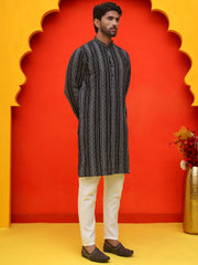 Self Design Cotton Straight Kurta Set ( JOKP P 5232 Black ) [FF] [H-3]