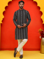 Self Design Cotton Straight Kurta Set ( JOKP P 5232 Black ) [FF] [H-3]